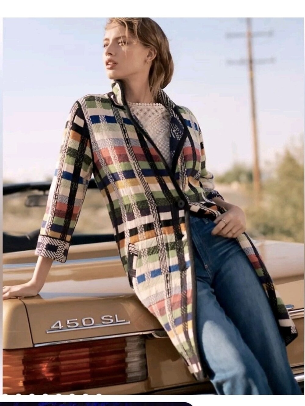 Anthropologie Aldomartins Shanley Plaid Wool Sweater Coat